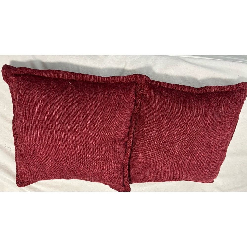 Two Red Throw Pillows With Zipper Back
